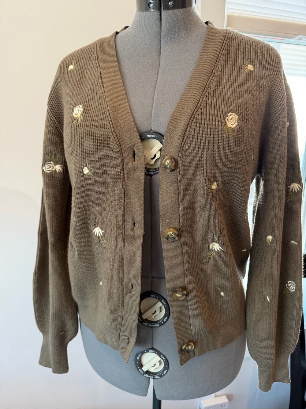 Devoted Olive Floral Embroidered V-Neck Cardigan